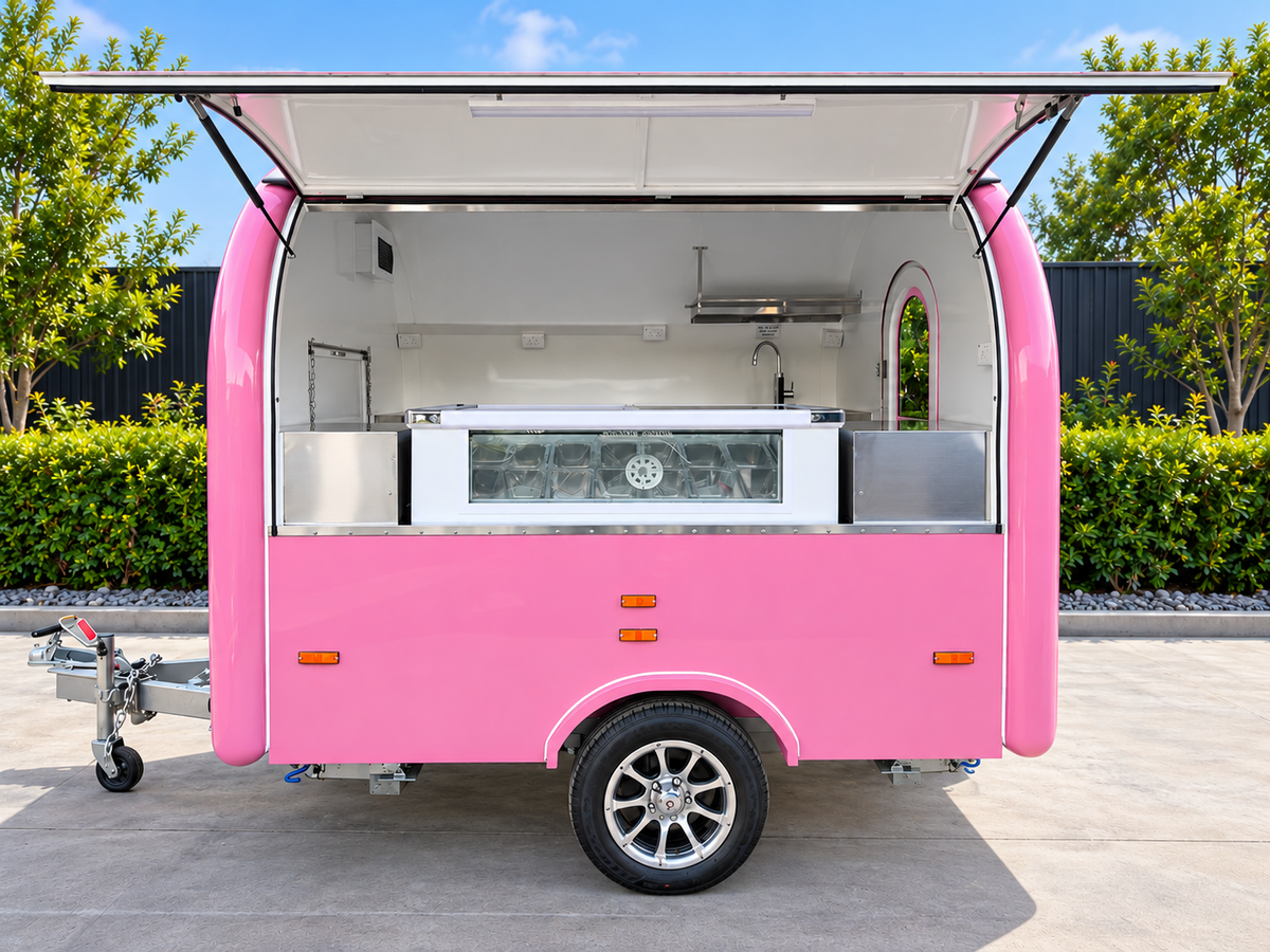 Ice Cream, Coffee & Food Trailer – With Display Freezer – NZ Food Grade Compliant